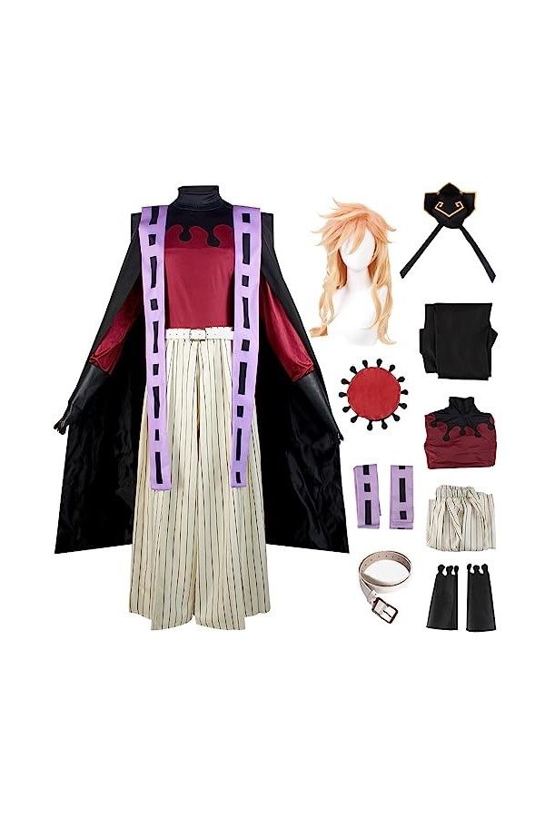 Foanja Déguisement Douma Adulte Cosplay Demon Slayer Twelve Kizuki Douma Complet Anime Uniforme et Chapeaux pour Halloween Ca