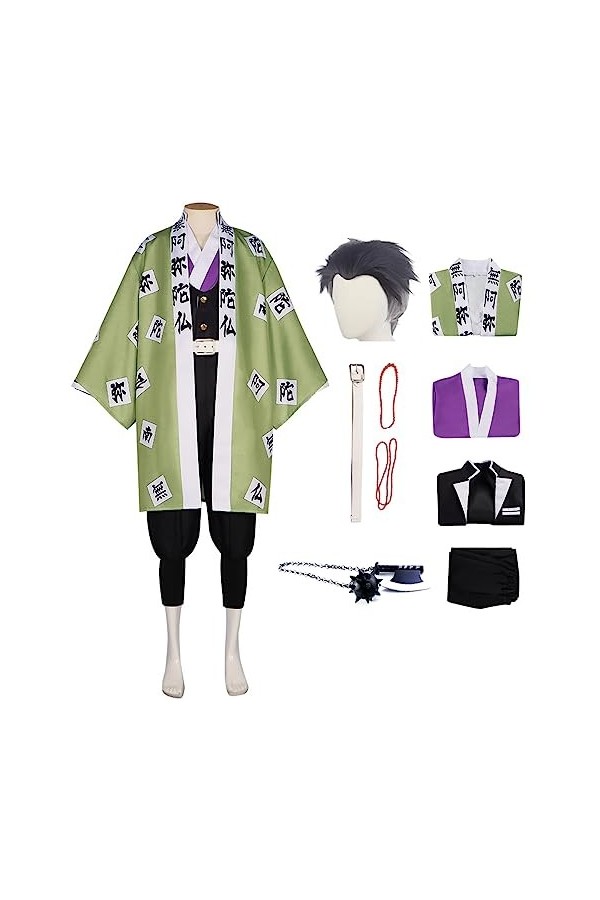 Foanja Déguisement Himejima Gyomei Adulte Cosplay Demon Slayer Corps Himejima Gyomei Complet Anime Uniforme Kimono pour Dress