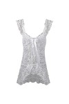 RWRAPS Lingerie Femme Sexy Cardigan Sexy Bretelles Pyjama Perspective Robe Transparent Mesh Vêtements de Nuit Blanc S Wit 