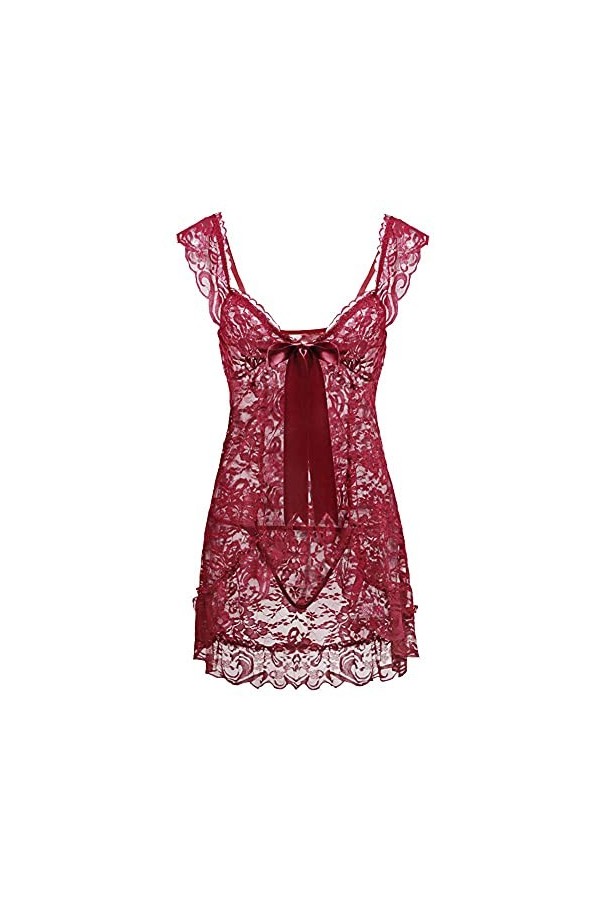 RWRAPS Lingerie Femme Sexy Cardigan Sexy Bretelles Pyjama Perspective Robe Transparent Mesh Vêtements de Nuit Blanc S Wit 