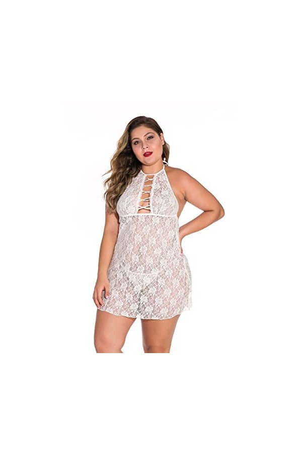 BAWHO sous-vêtements Sexy pour Femmes, sans Entrejambe, Lingerie érotique croisée, Pyjama Sexy à col roulé