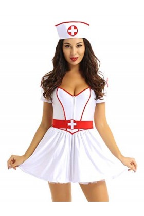 XENITE Cosplay, uniforme dinfirmière sexy pour femme, tenue de fête dHalloween, déguisement blanc XX 