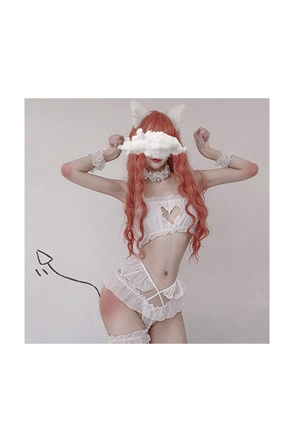 Ensemble de lingerie sexy, chat femme cosplay costumes sous-vêtements sexy chaton jeu de rôle uniforme caleçon tenues mignonn