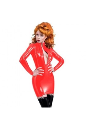 Lady Office Dress Wet Look Shiny PVC Women Dresses Faux Latex Package Hip Clubwear Mini Long Sleeve Vestido Summer Dress