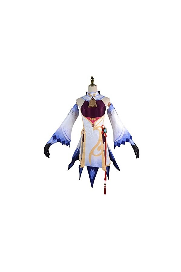 ZENAHA Ganyu Cosplay Costume Avec Coiffure Halloween Fête Robe Uniforme Ensemble Complet,Set-XS