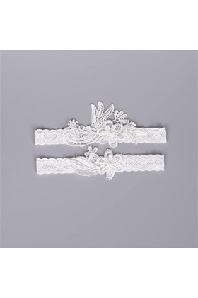 ZLXDP Blanc Floral per Perle Sexy Garse Garters 2pcs Set for Les Femmes Accessoires de mariée