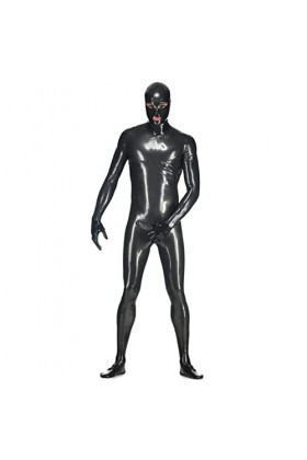 Catsuit en Cuir Verni pour Hommes Une Pièce Tout Compris Entrejambe Surélevée Sexy Combinaison Serrée érotique Look Humide Te