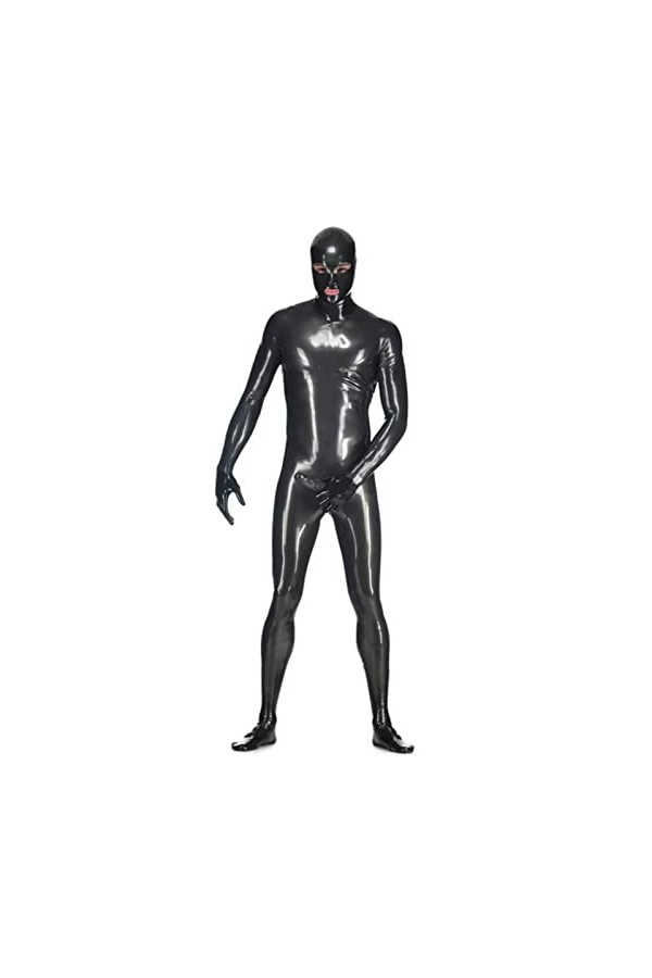 Catsuit en Cuir Verni pour Hommes Une Pièce Tout Compris Entrejambe Surélevée Sexy Combinaison Serrée érotique Look Humide Te