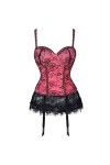 XOUVY Mesh Dentelle Swing Jupe avec Porte-Jarretelles Sexy Lingerie Court Corset Abdomen Poly Bust Corset Sexy Corset Couleu
