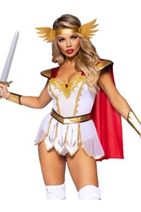 Leg Avenue 4 PC Power Princess, includes bodysuit with molded shoulders and attached cape, panel skirt, wrist cuffs, and wing