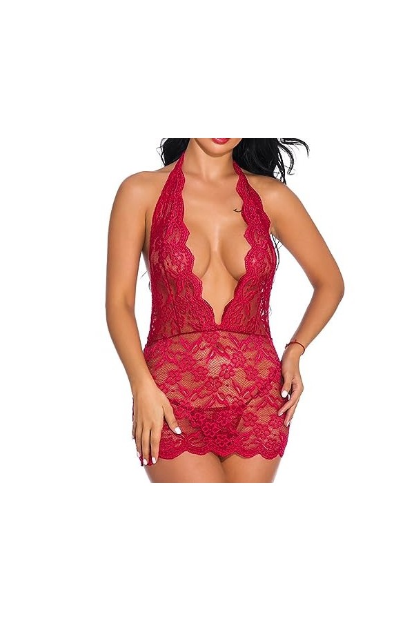 RWRAPS sous-vêtements Sexy pour Femme - Dos Nu - Lingerie Sexy - Pyjama - Vêtements de détente Blanc S 