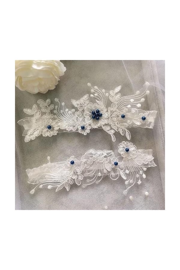 Jarretière de Mariage Perles en Dentelle Broderie Fleur Sexy Jarretières Cuisse Anneau de Mariée Dentelle Jambe Anneau Boucle