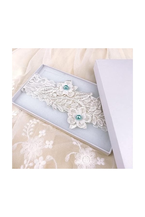 Jarretière Blanc Broderie Perles Floral Sexy Jarretières pour Femme/Femme/Mariée Cuisse Anneau Color : A, Size : 5pcs 