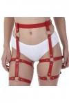 Cuir Leg Harnais Cage Ceintures Jarretières Ceinture PU Cuir Punk Gothique Anneau Jarretière Rouge