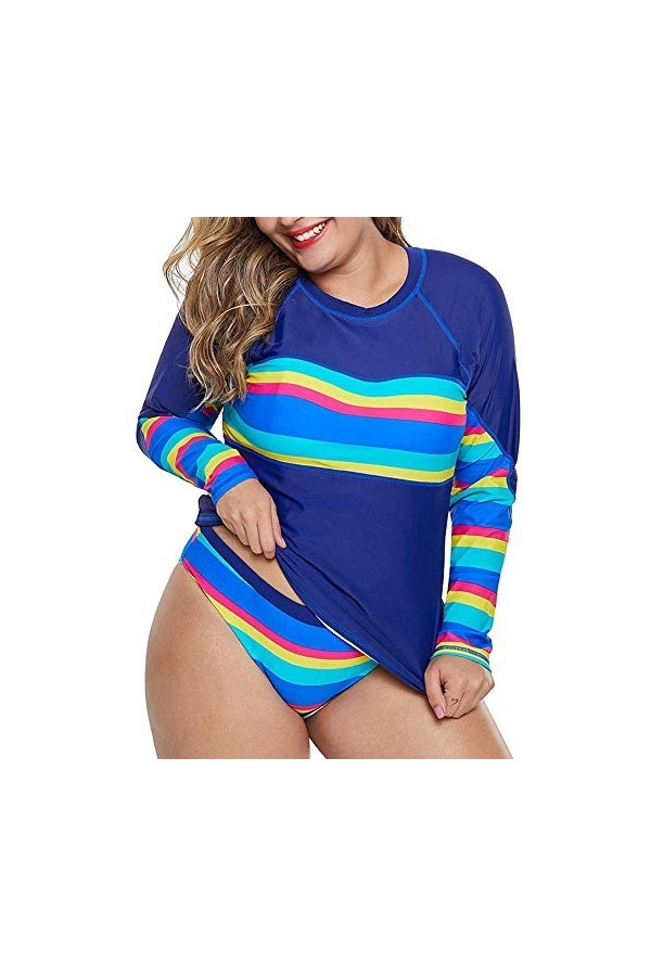 generic Combinaison de Surf Deux pièces pour Femme, crème Solaire à Manches Longues avec élastique à séchage Rapide, Grande T