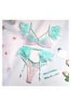 KOZYOU Lingerie erothique Ensemble de Lingerie en Plumes Femmes 3 pièces Lingerie délicate Ensemble de Soutien-Gorge en Dente