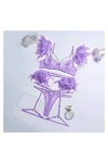 KOZYOU Lingerie erothique Ensemble de Lingerie en Plumes Femmes 3 pièces Lingerie délicate Ensemble de Soutien-Gorge en Dente