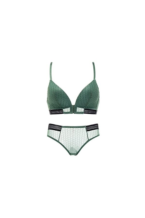 XOUVY Devant La Boucle Pas De Bague en Acier Dentelle Sexy Triangle Cup Lingerie Couleur : Gris, Taille : 80B Gris 34B 