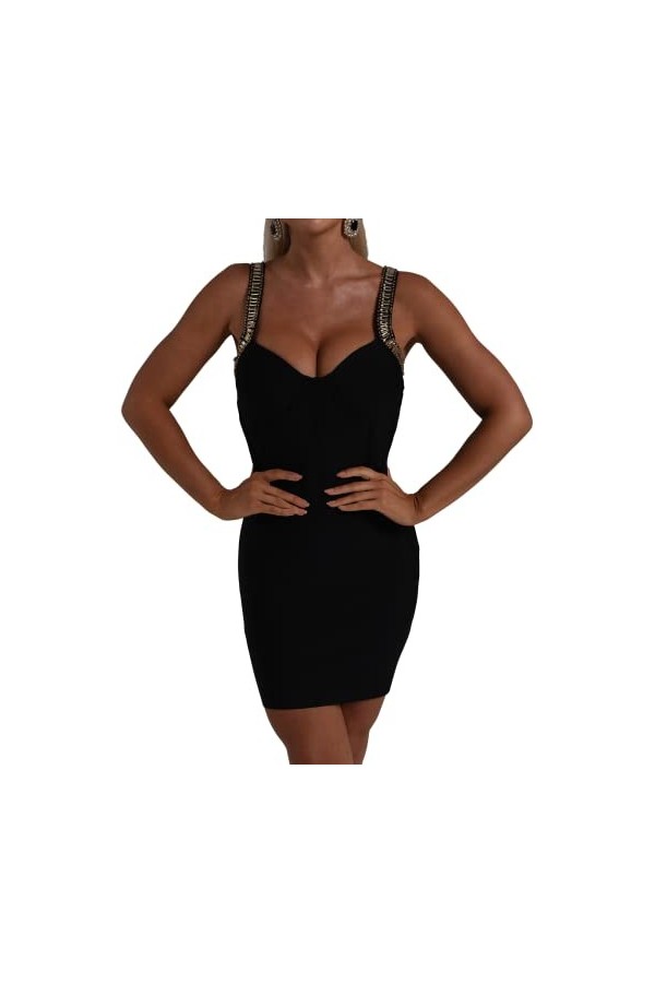 BELLA BARNETT Mini-robe bandage diamonate, noir, Taille M