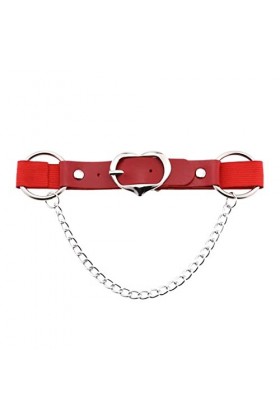 YANYUESHOP Femmes Réglable Faux Cuir Sexy Jambes Cuisse Jarretière Découpe en Forme De Coeur Chaîne en Métal Lien Costumes De