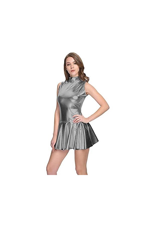 UUKR Robe plissée pour femme été féminin Sans manches Back Fermeture éclair A-ligne Mini robe de danse Partie de danse Plage 