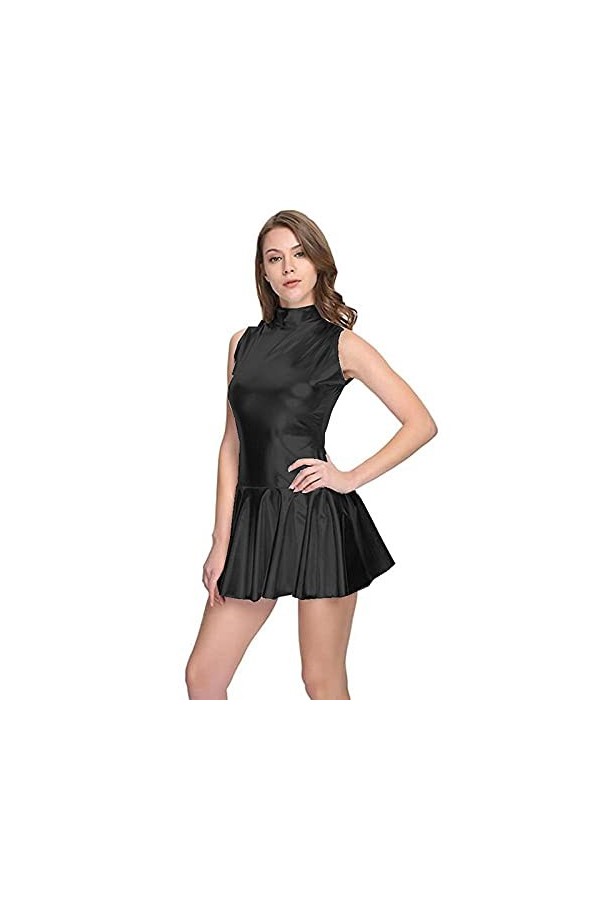 UUKR Robe plissée pour femme été féminin Sans manches Back Fermeture éclair A-ligne Mini robe de danse Partie de danse Plage 