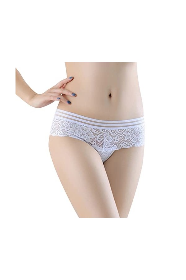 Culottes pour filles de taille 38 à 40 - Culotte sexy en dentelle ajourée au crochet - String string - Sous-vêtements à coupe