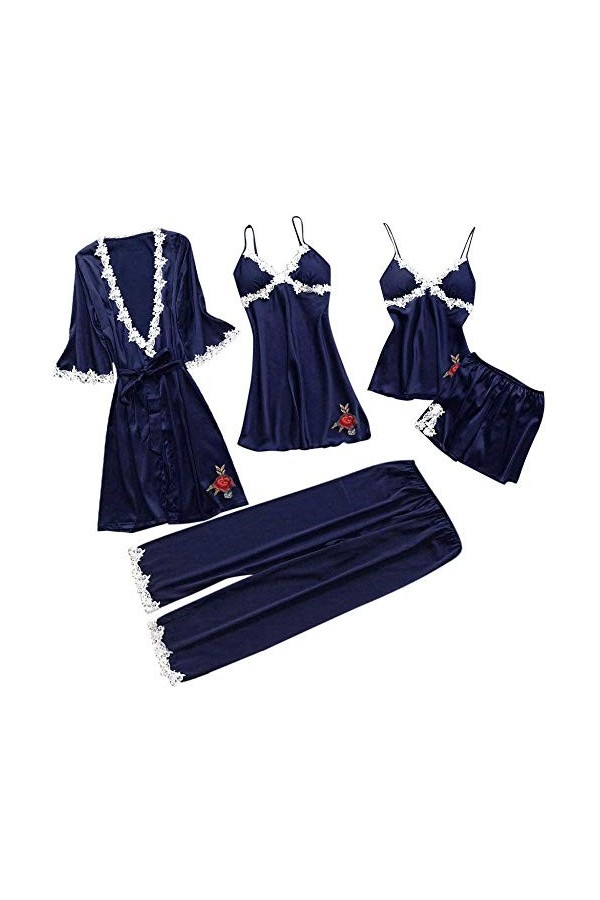 Érotisme Sexe et sensualité Ensembles de Pyjamas pour Femmes Pyjamas en Fausse Soie Ensembles de vêtements de Nuit Élégant Se