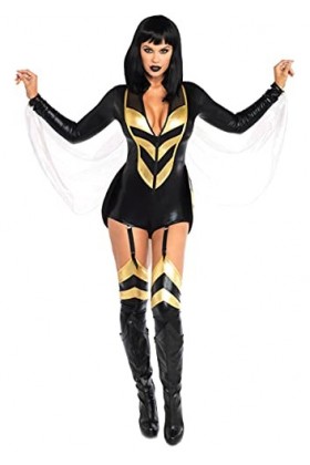 Leg Avenue Hornet Wasp Honey Panamas, Noir Black, Gold , Taille Fabricant: LargeUk 14-16 Femme