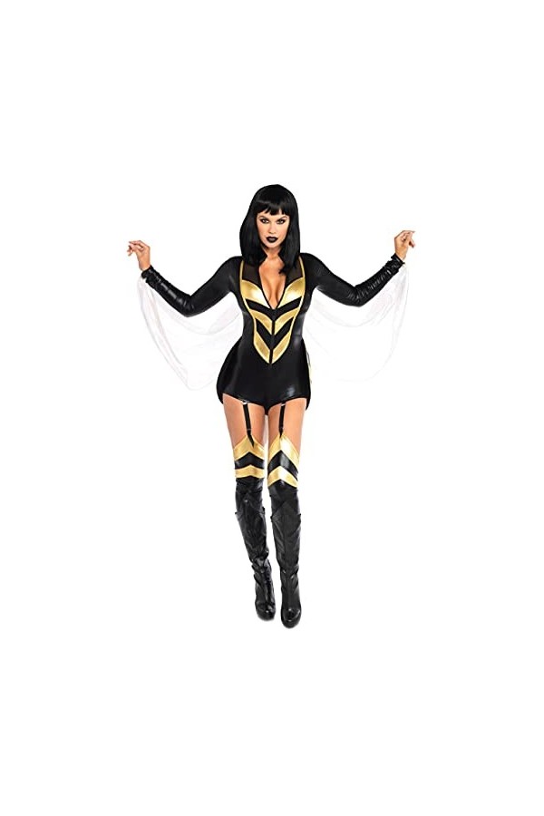 Leg Avenue Hornet Wasp Honey Panamas, Noir Black, Gold , Taille Fabricant: LargeUk 14-16 Femme