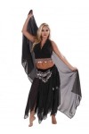 Miss Belly Dance Belly Dance Ensemble de Costume | Skirt-Top-Veil & Hanche écharpe | Elegance, Blanc/Argent, Taille Unique