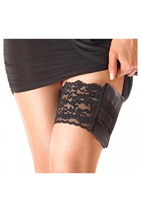 Stashbandz Jarretière Sac à main, Grip reste où elle est en silicone et 2 poches sécurisées Petite comme US 2-6 Noir