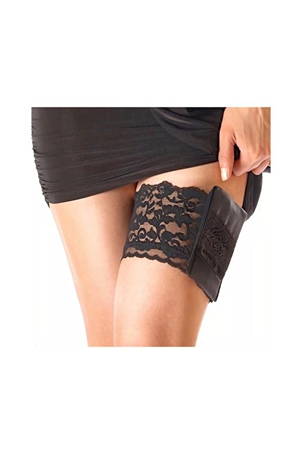 Stashbandz Jarretière Sac à main, Grip reste où elle est en silicone et 2 poches sécurisées Petite comme US 2-6 Noir