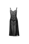 TONZN Ensemble de sous-vêtements en Dentelle surdimensionné S-6XL, Robe Longue de Nuit Fendue Haute, Pyjama String, Lingerie 
