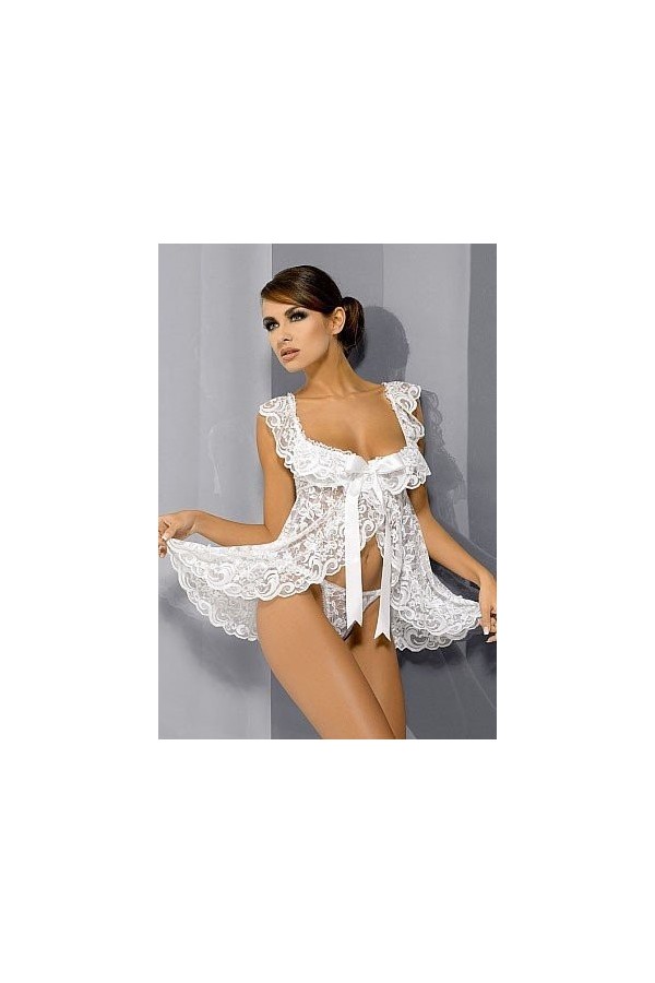 XENITE Lingerie Sexy en Dentelle Rose Perspective Devant Ouverte Sexy B 