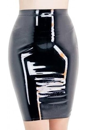 ANTIY Jupe Trapèze en Latex Moulant pour Femme Noire,Noir,3X-Grand