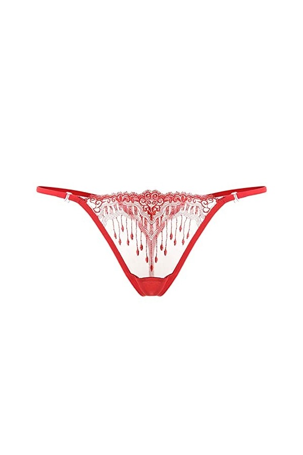 Slip en coton pour femme - Dentelle transparente - Culotte sexy - Broderie creuse - String sexy - Culotte sexy pour femme, ro