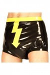 Couche en latex sexy noir et jaune avec garnitures éclair shorters en caoutchouc lâchement smocking, noir avec jaune, mauvais