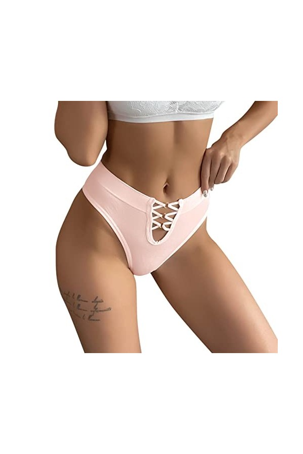 My Recent Orders Culotte sexy pour femme avec sangle creuse pour femme Lingerie Culotte confortable sans couture, rose, L
