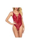 XOUVY Lingerie Sexy Femmes pour Femmes Romper Jumpsuit Dentelle sous-vêtements Malles Pyjamas Femme Couleur : D, Taille : Co