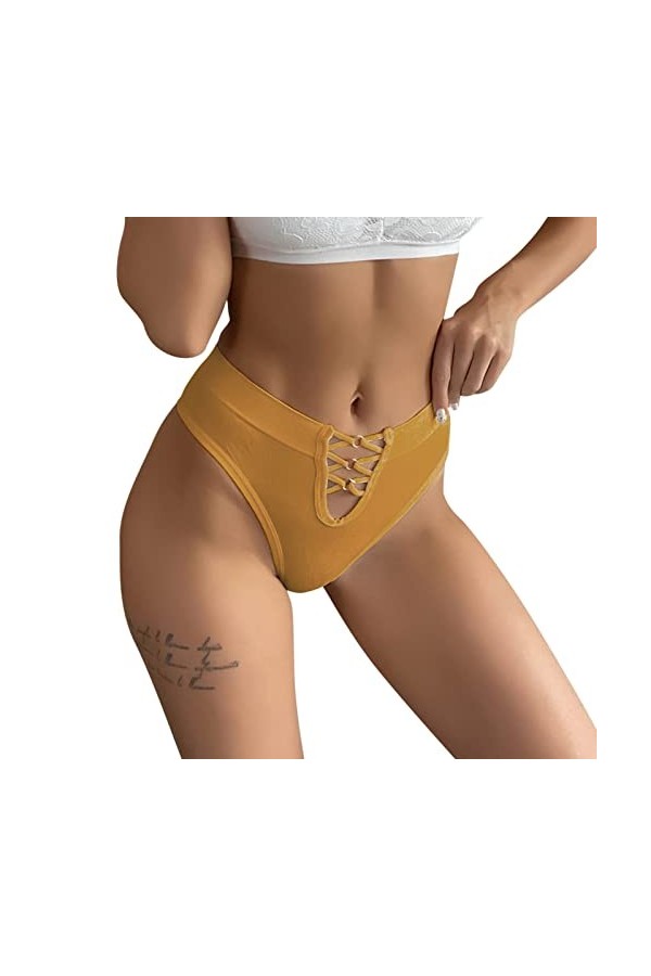 My Recent Orders Culotte sexy pour femme avec sangle creuse pour femme Lingerie Culotte confortable sans couture, rose, L