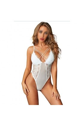 XOUVY sous-vêtements Vêtements Combinaison Europe et États-Unis Dentelle Couserie Mesh Transparent Sexy Triangle Type Pyjamas