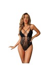XOUVY sous-vêtements Vêtements Combinaison Europe Et Les Etats-Unis Dentelle Couserie Mesh Transparent Sexy Triangle Type Pyj