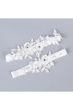 GJRFYJ Lace Floral Sexy Wedding Garters 2pcs Set for Women Bride Accessory Coit Ring Bridal Mand Garter Color : White, Size 