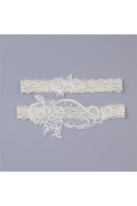 GJRFYJ Mariage Garter perle de la dentelle Fleur blanche jarretières sexy 2pcs Set for les femmes June bringle féminine à jam