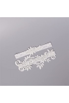 GJRFYJ Gartières de mariage Fleur de dentelle blanche Gartières sexy 2pcs set for la jambe de mariée de Bride Women Color : 