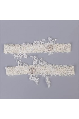 GJRFYJ Mariage Garter perle de fleur blanche jarretières sexy 2pcs set for femmes femme mariée ring h bag de cuisse Color : 