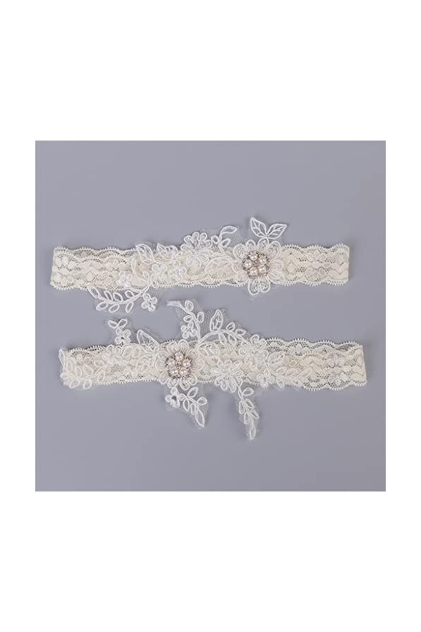 GJRFYJ Mariage Garter perle de fleur blanche jarretières sexy 2pcs set for femmes femme mariée ring h bag de cuisse Color : 