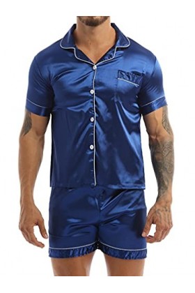 Sudemota Pyjama Ensembles Ensemble de Pyjamas en Satin de Soie for Hommes Ensemble de Pyjamas Courts Ensemble de vêtements de