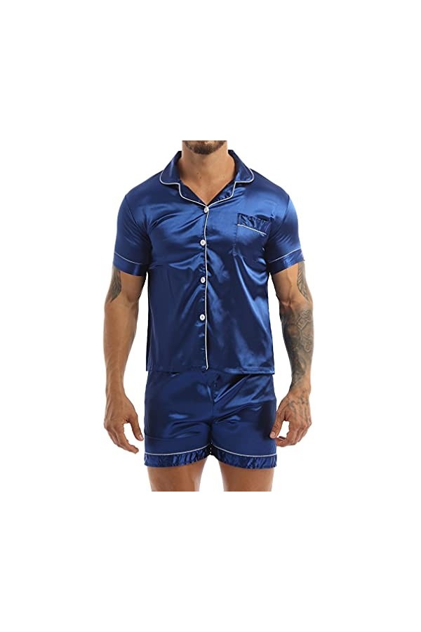 Sudemota Pyjama Ensembles Ensemble de Pyjamas en Satin de Soie for Hommes Ensemble de Pyjamas Courts Ensemble de vêtements de